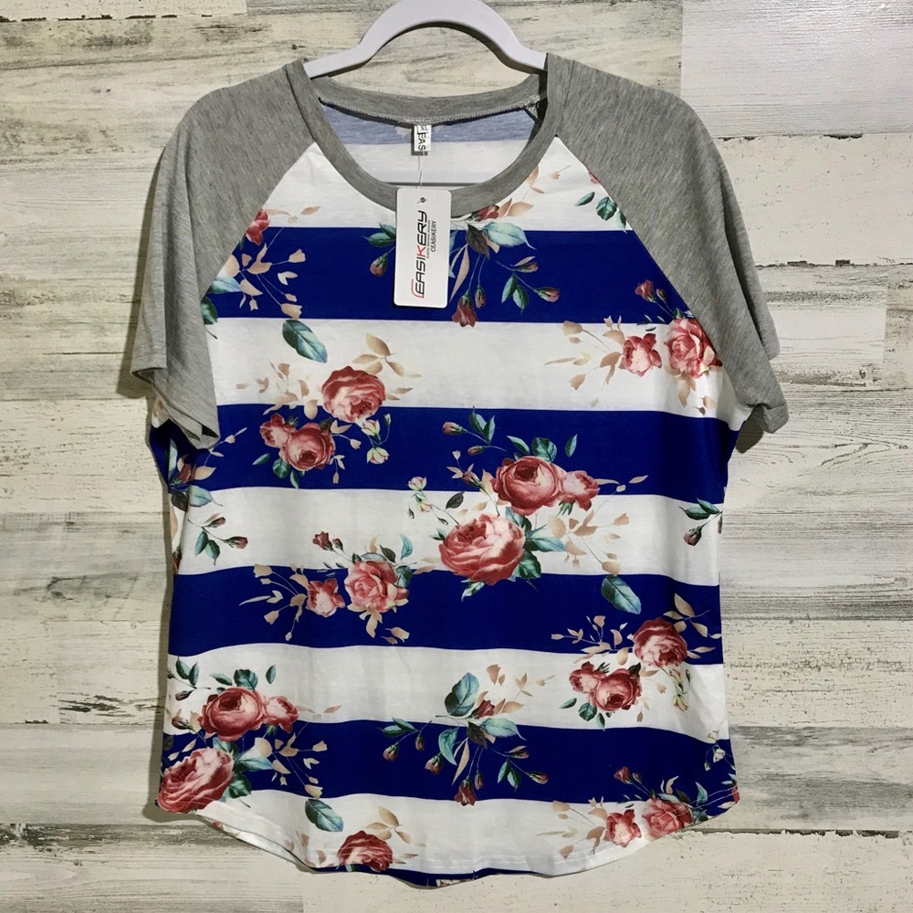 Creasikery Tee blue & white stripes